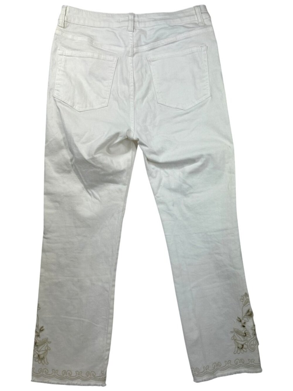 SALE!We The Free White Embroidered Jeans Size 31 Floral Cutout Frayed Hem - Picture 10 of 12